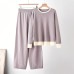 Color blocking round neck two-piece set for women