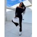 Set long sleeved one shoulder slim fit top casual long two-piece set for women