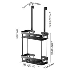 Hanging Bathroom Organizer for Glass Doors, 2-Tier Over-the-Door Storage Shelf, No Drill, Rust-Resistant Toiletries Rack