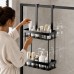 Hanging Bathroom Organizer for Glass Doors, 2-Tier Over-the-Door Storage Shelf, No Drill, Rust-Resistant Toiletries Rack