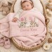 Cotton Knitted Baby Blanket with Embroidered Bear and Personalized Name, Soft Infant Car Seat Cover and Nap Blanket Cotton Knitted Baby Blanket with Embroidered Bear and Personalized Name, Soft Infant Car Seat Cover and Nap Blanket