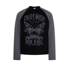 Striped splicing color blocking plug-in long sleeve Striped splicing color blocking plug-in long sleeve