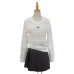Round neck hollowed out long sleeved top