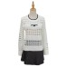 Round neck jacquard letter hollow top