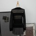 Round neck jacquard letter hollow top