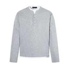 Retro Fake Two Henley Collar Long Sleeve
