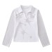 Star print polo collar long sleeved top for women