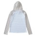 Color blocked hooded top with blue and white stripes and musical notes Color blocked hooded top with blue and white stripes and musical notes