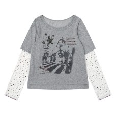 Street view star print fake two-piece top