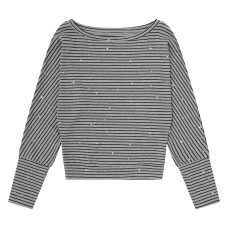 One shoulder striped star long sleeved top for women One shoulder striped star long sleeved top for women