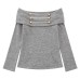 Grey one shoulder long sleeved knitted top