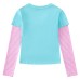 Retro fake two-piece layered long sleeved top with V-neck letters