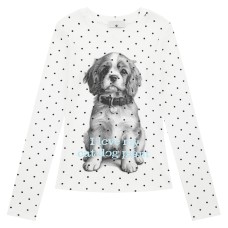 White polka dot shoulder long sleeved women