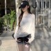 White Long Sleeve Batwing Asymmetrical Neck Loose Fit Lightweight Women's Sun Protection Top White Long Sleeve Batwing Asymmetrical Neck Loose Fit Lightweight Women's Sun Protection Top