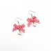 Red White Check Pattern Vintage Strawberry Cake Drop Earrings Bowknot Mink Hair Ball Drop Earrings for Women
